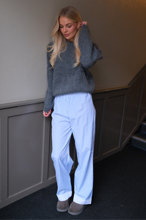 Layla gestreepte Pants - lichtblauw