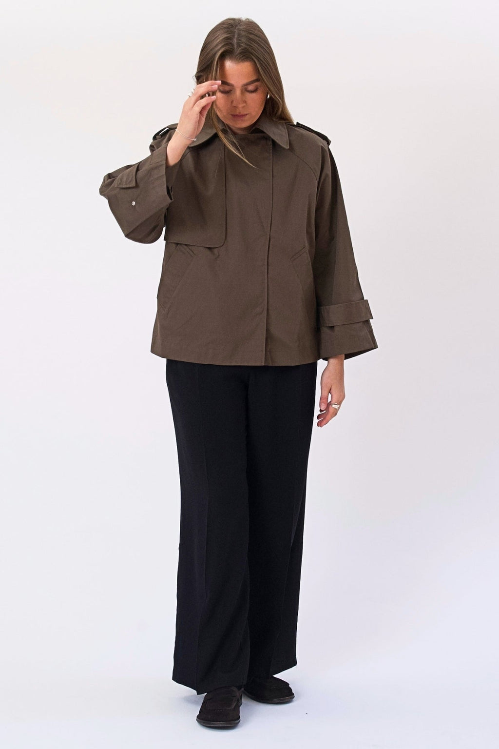 Elara korte trenchcoat - bruin