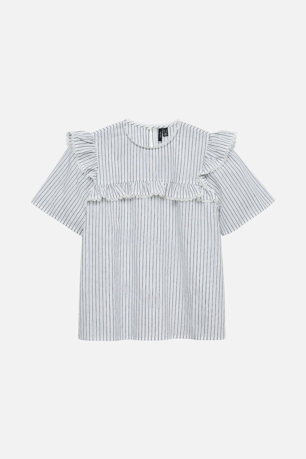Bell Frill Stripe Top - Sneeuwwit / zwart