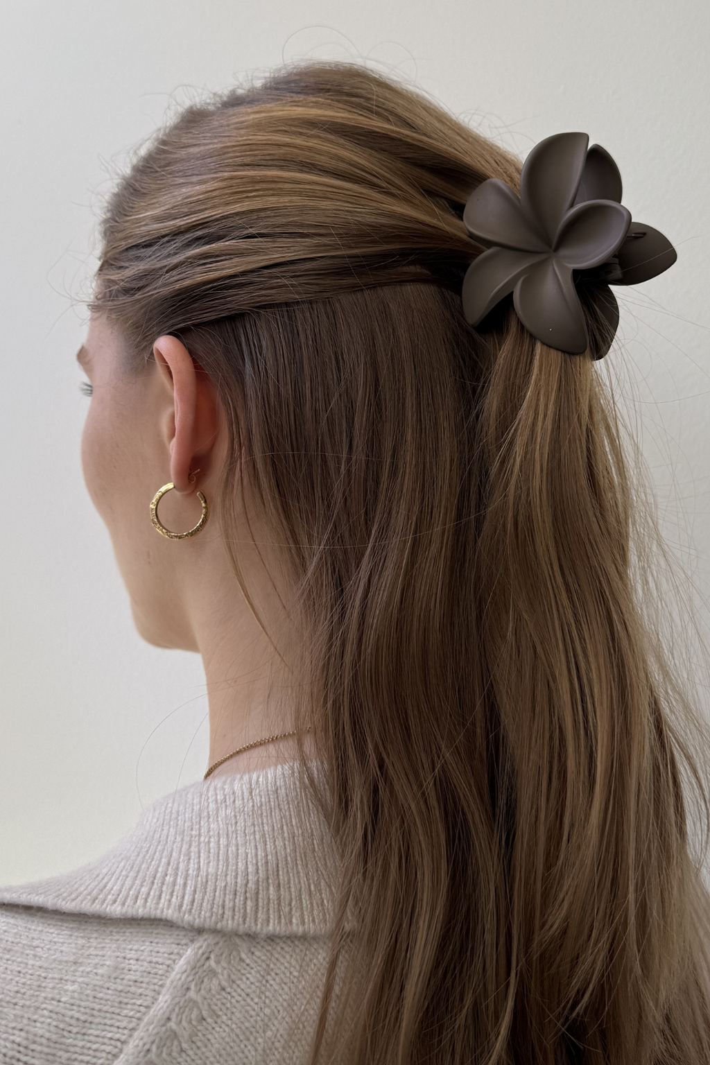 Flower Hair Clip - Brown