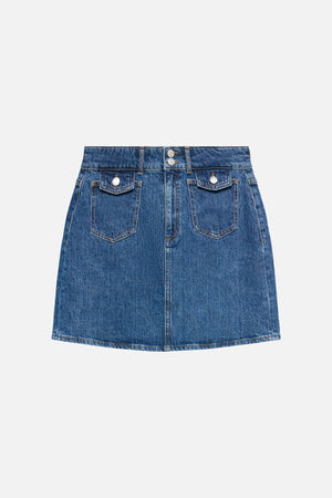 Tessa Pocket Short Skirt - Medium Blue Denim