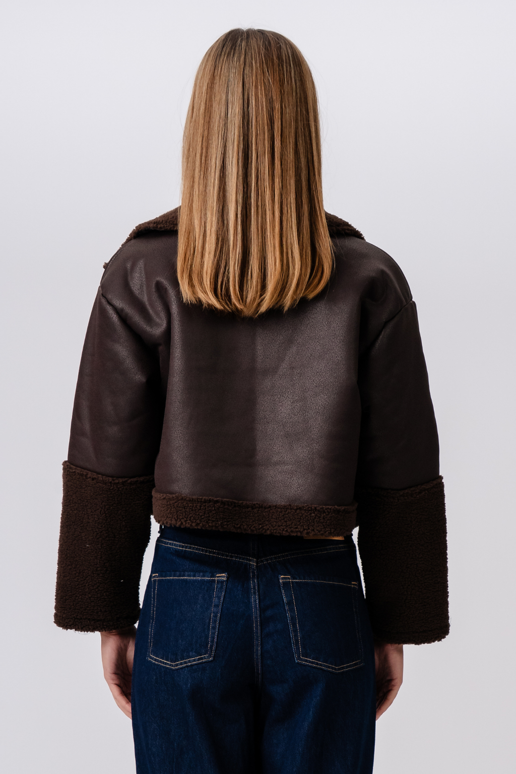Daisy Shearling Jacket - Bruin/zwart