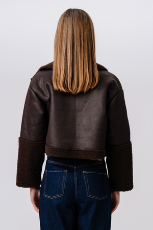 Daisy Shearling Jacket - Bruin/zwart