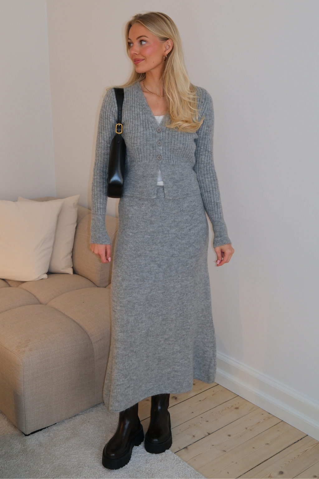 Nova Tie Blouse Gebreid - Grijs