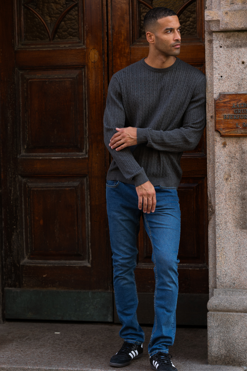 Pullover Cable Knit - Charcoal Melange