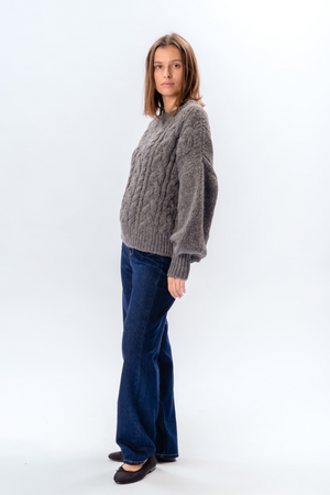 Emma Cable Knit - Mid Grey