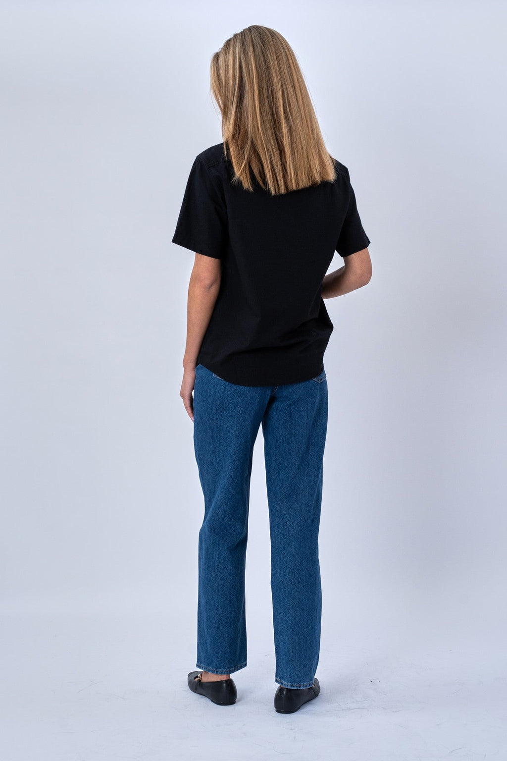 Short Sleeve Linen Shirt - Black