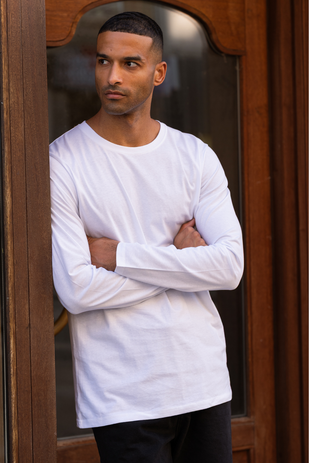 Basic T-shirt met lange mouwen-wit
