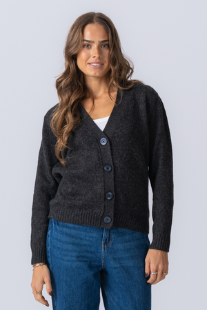 Knitted Cardigan - Dark Grey Melange