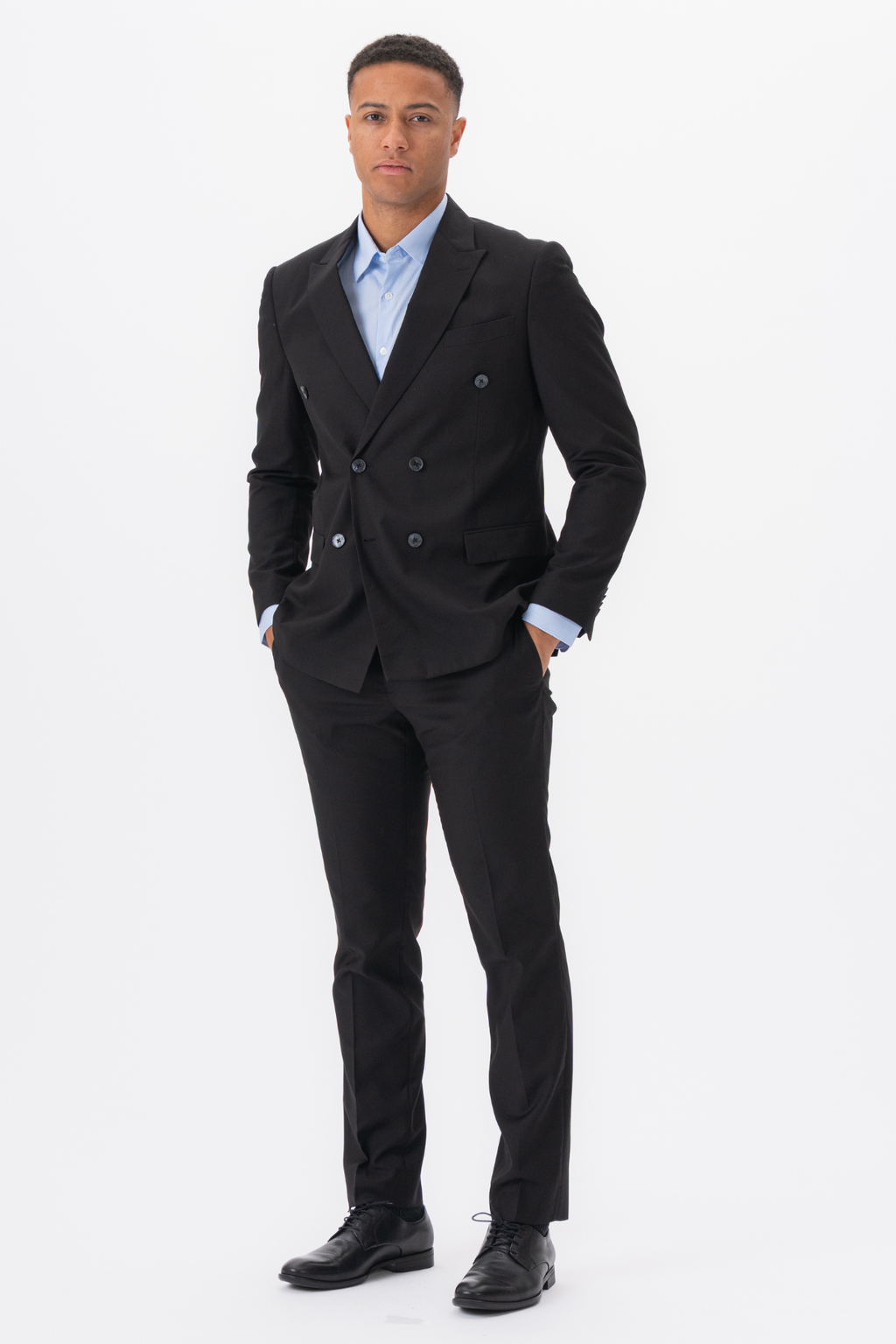 Premium Blazer met dubbele rijsten - Zwart