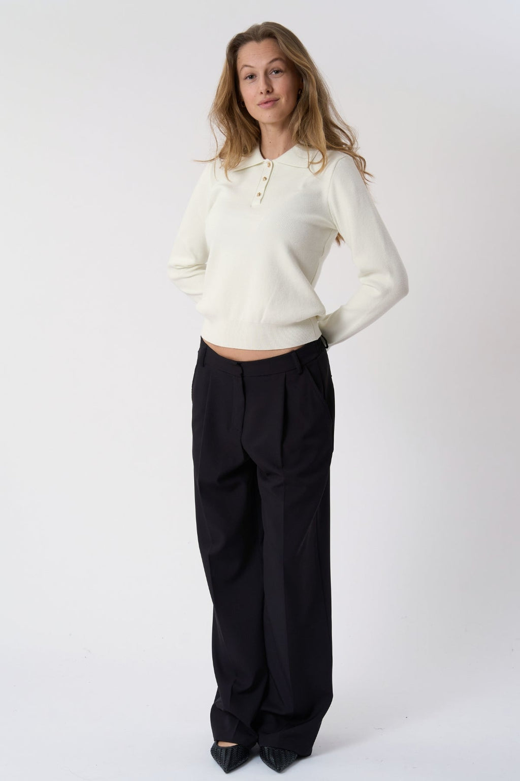 Poloshirt met lange mouwen - Ecru