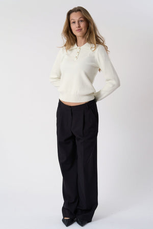 Poloshirt met lange mouwen - Ecru