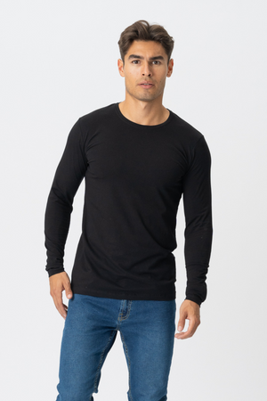 Met lange mouwen Muscle T -shirt - zwart