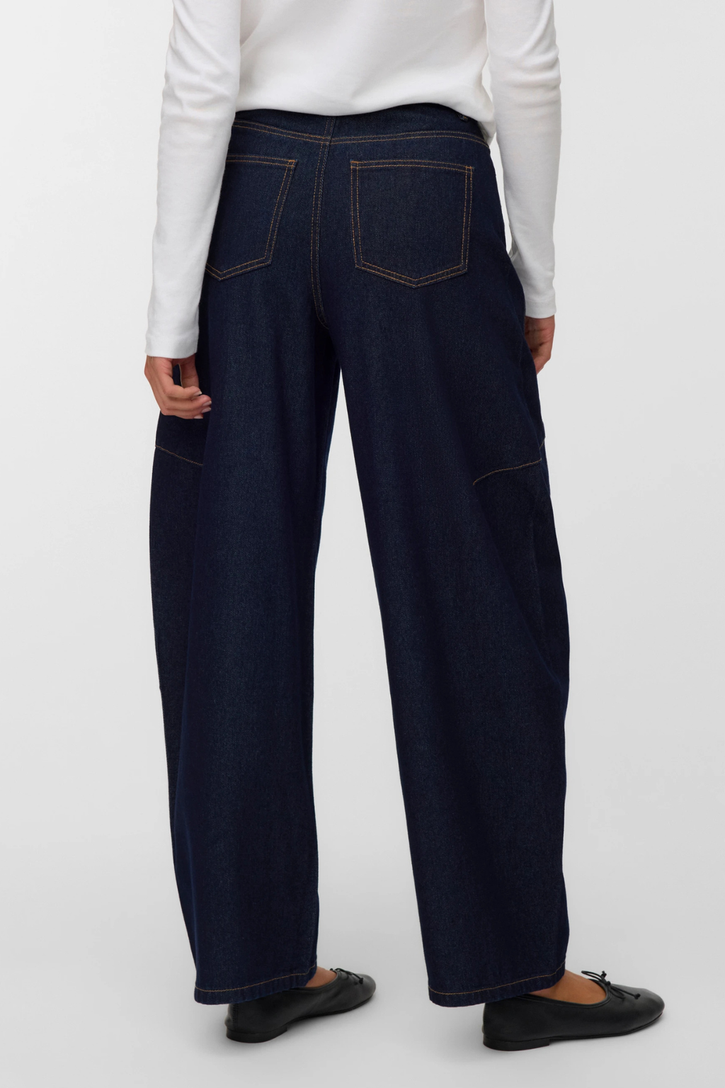 Kaitlin Wide Barrel Jeans - Donkerblauw denim