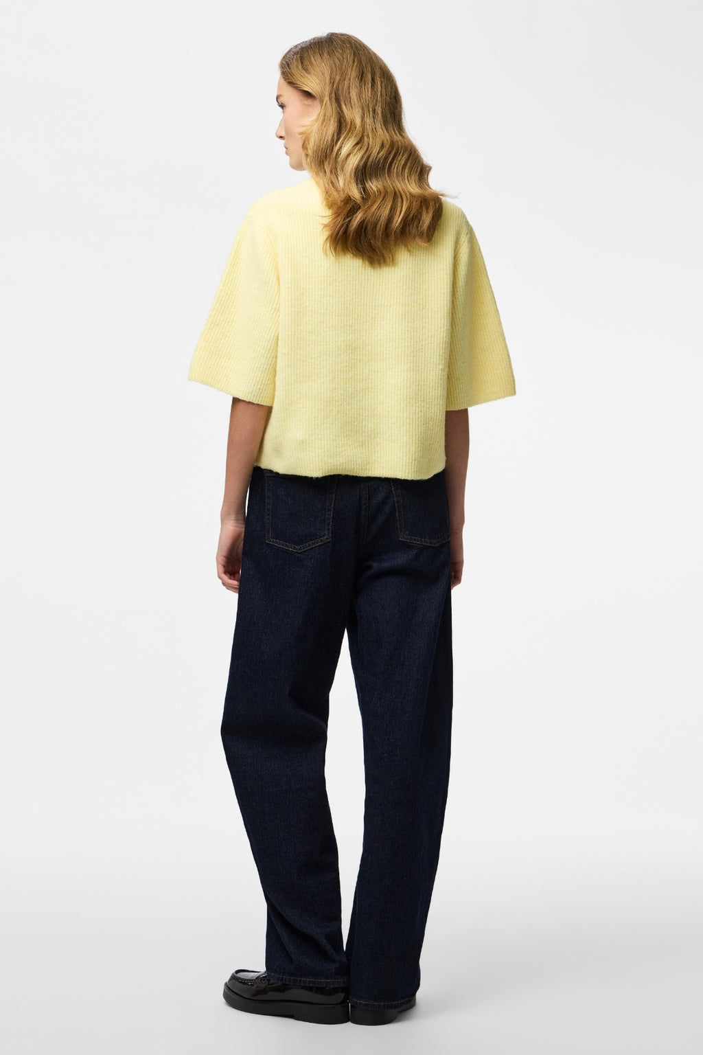 Silly gebreid vest met O-hals - Pale Banana Melange