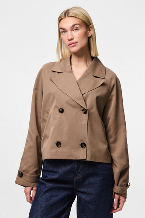 Scarlett korte trenchcoat - bruine linzen