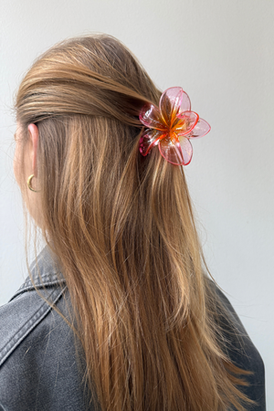 Flower Hair Clip - roze/oranje