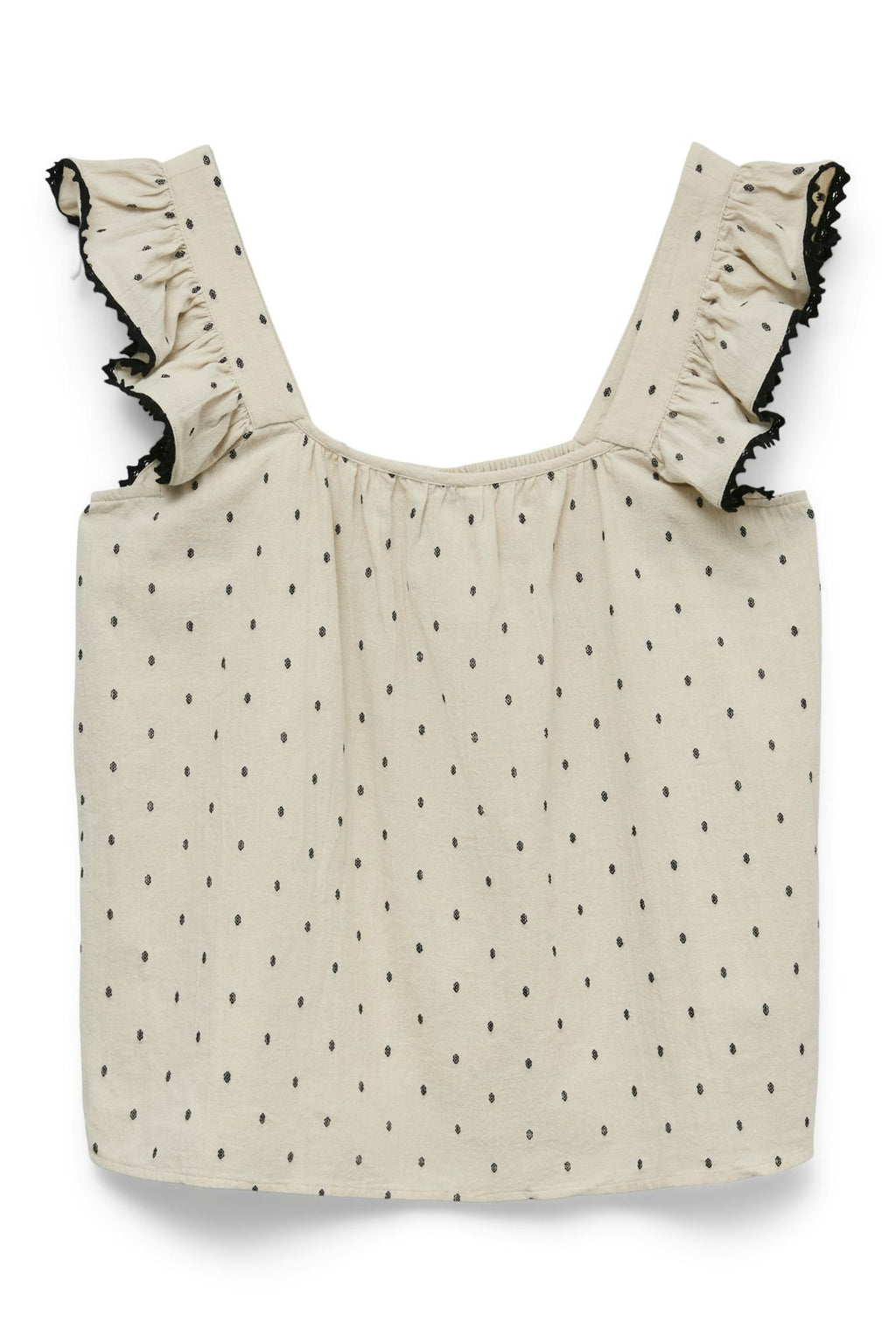 Pretty Dobby Top - Havermout Zwart Dobby