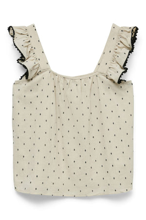 Pretty Dobby Top - Havermout Zwart Dobby