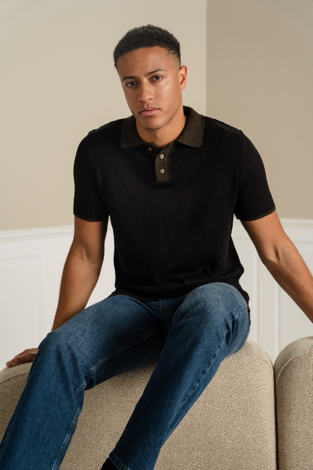 Knitted Polo - Brown