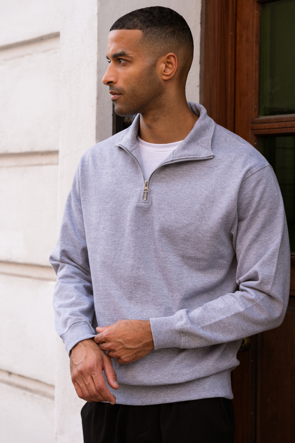 Sweatshirt half zip - grijs