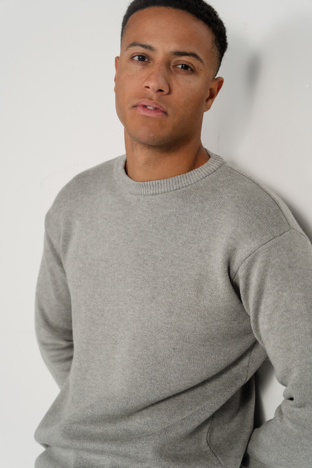 Crewneck Knit Sweater - lichtgrijs