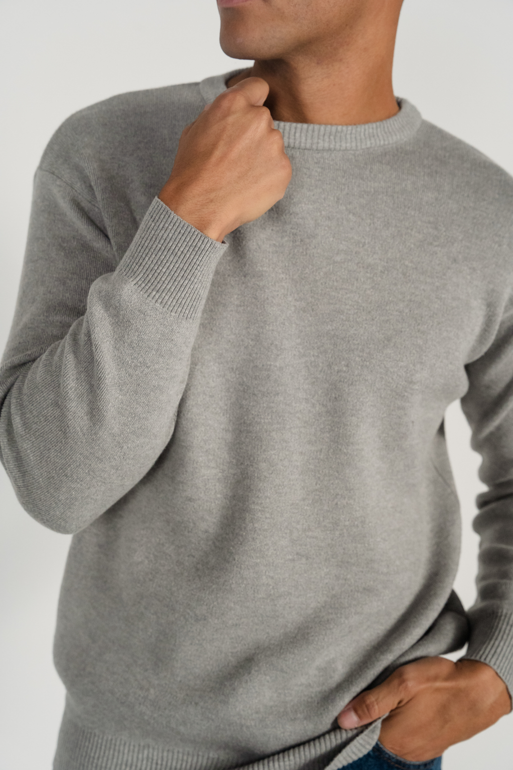 Crewneck Knit Sweater - lichtgrijs