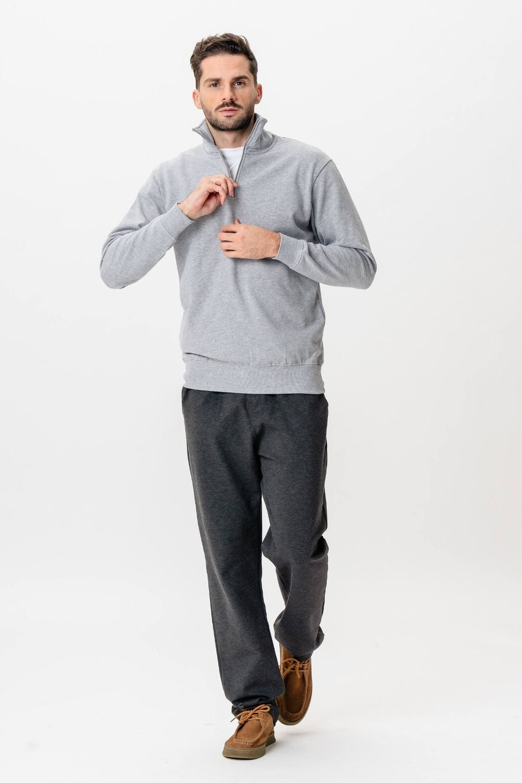 Sweatshirt half zip - grijs