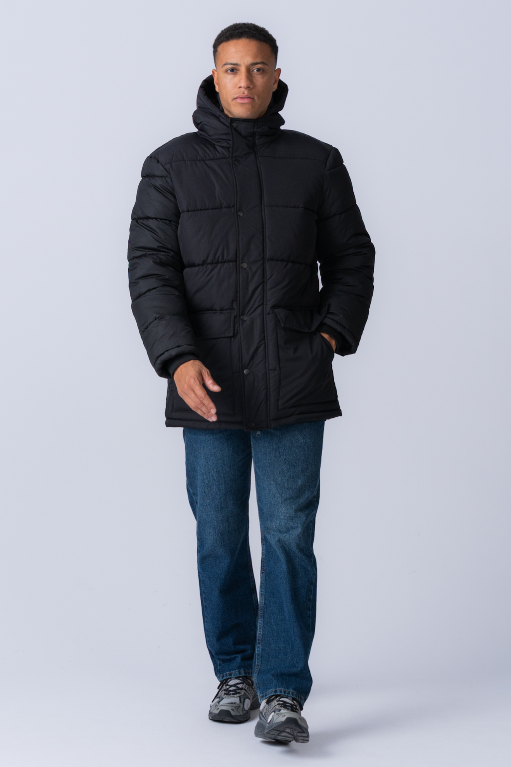 Lang puffer jack - Zwart