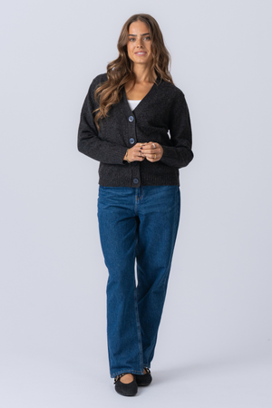 Knitted Cardigan - Dark Grey Melange