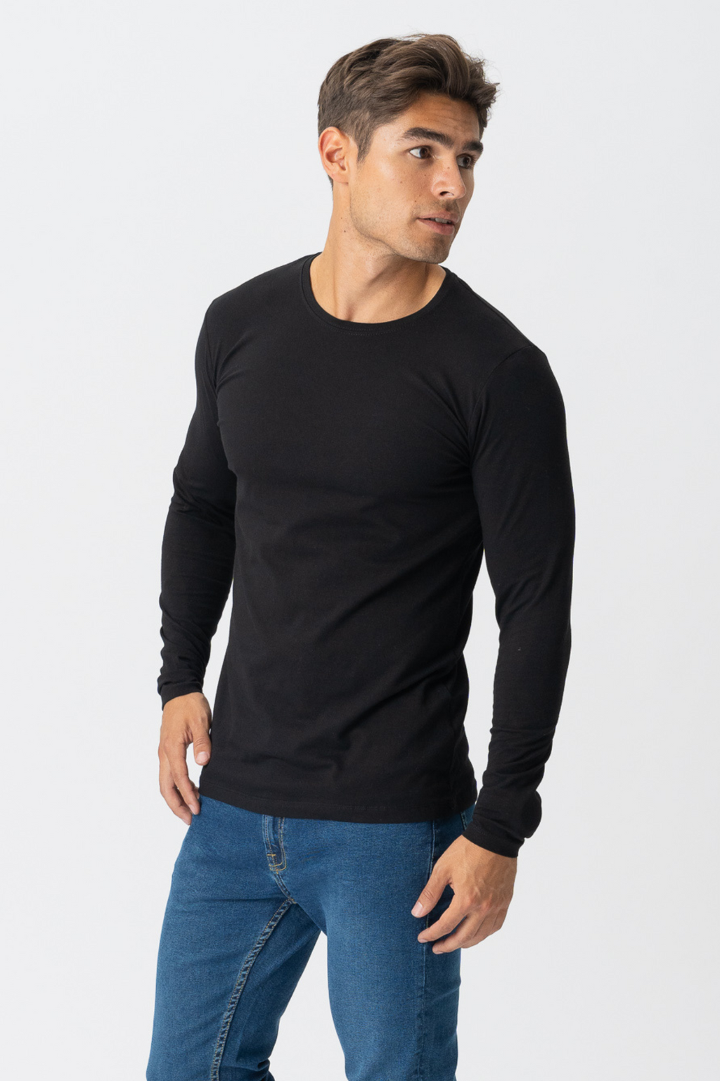 Met lange mouwen Muscle T -shirt - zwart