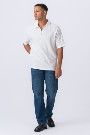 Enzo Short Sleeve Half Zip - White
