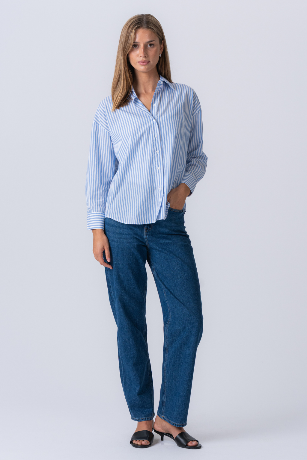 Layla gestreepte shirt - lichtblauw