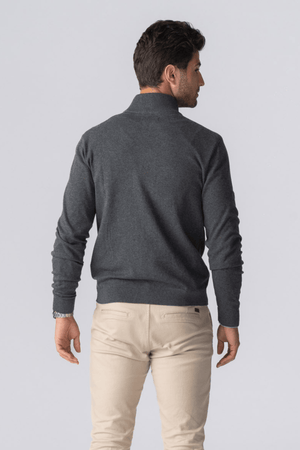 Pullover Zip Cardigan - Charcoal Melange