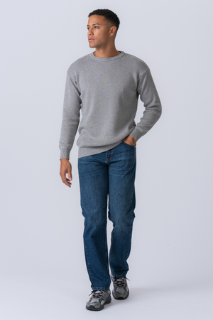 Crewneck Knit Sweater - Light Grey
