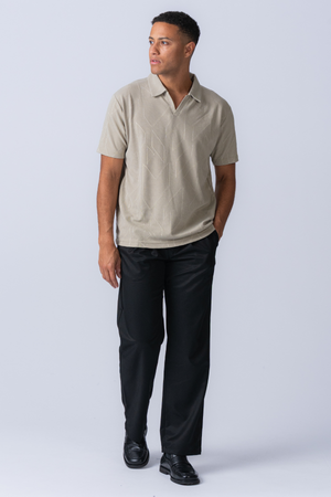 ATLAS TEXTURED POLO - KHAKI