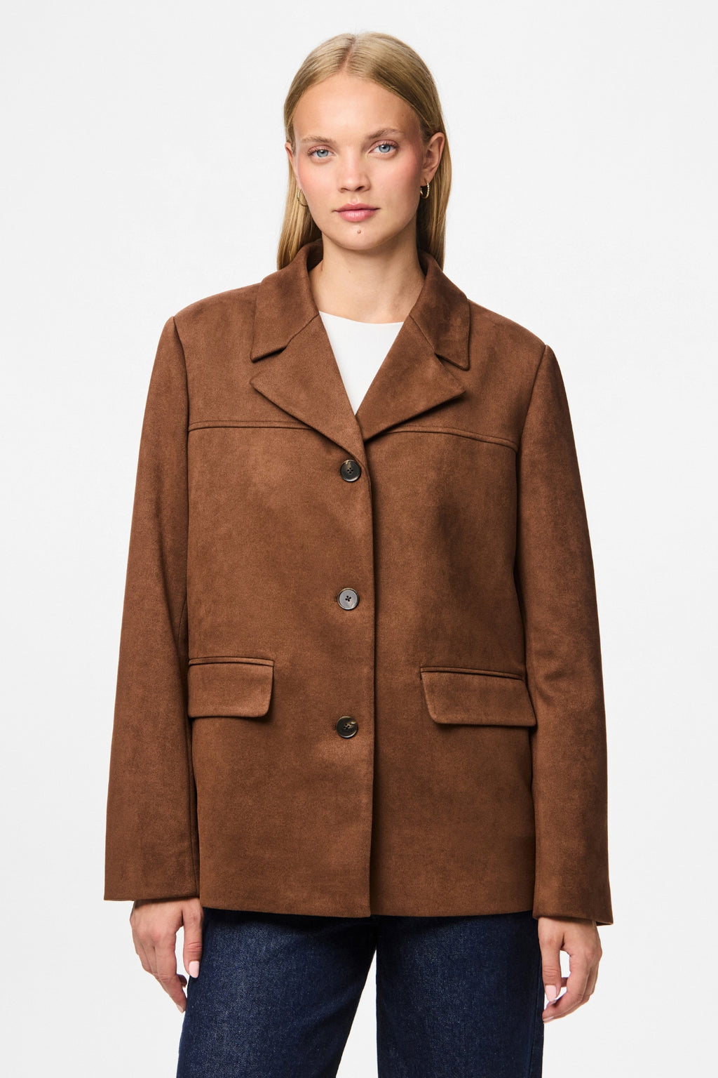 Rakel Brushed Outerwear Blazer - Downtown Brown