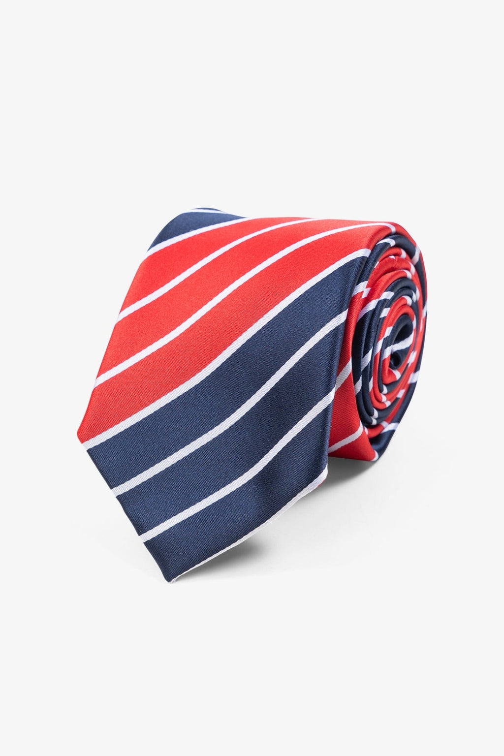 Tie - rood/marine/wit gestreepte
