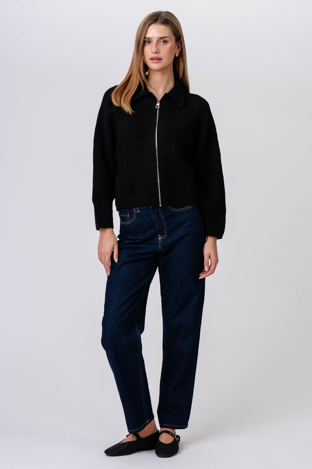 Selma Knit Zipper - Black