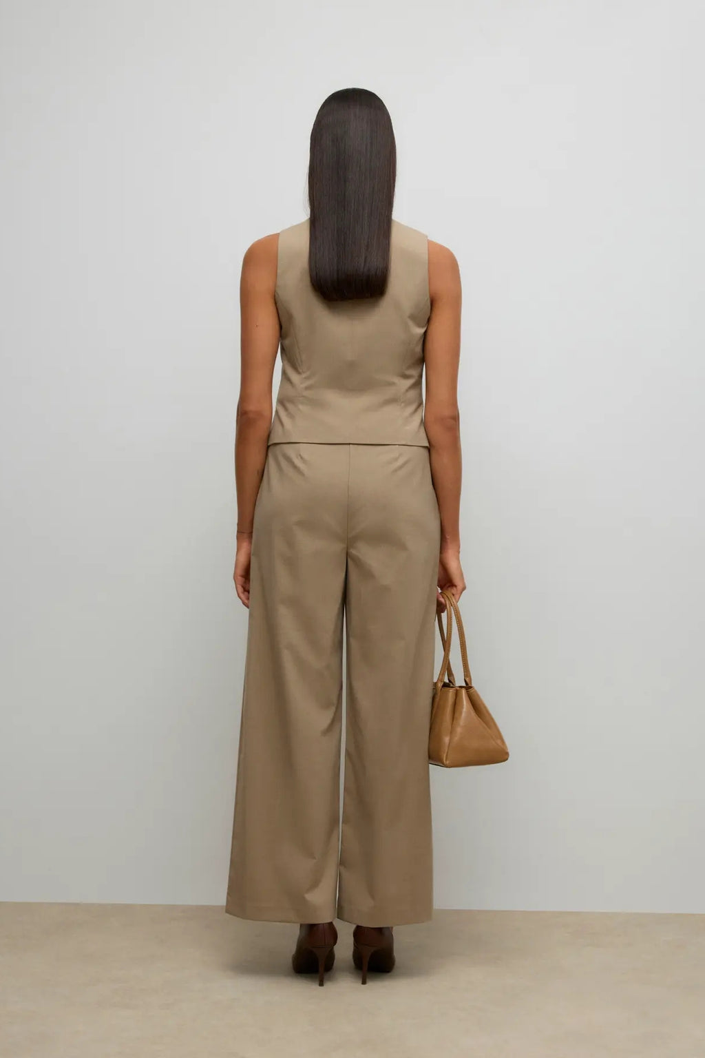 Ayah gilet met U-hals - Dune Melange