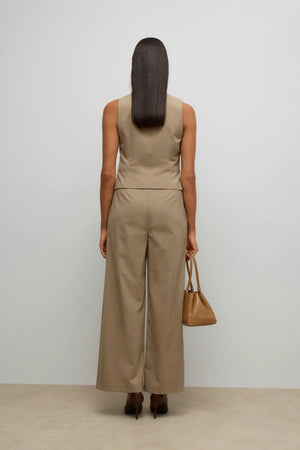 Ayah gilet met U-hals - Dune Melange