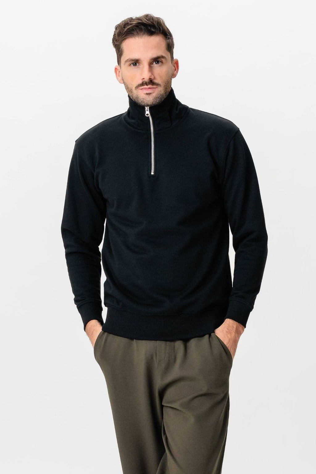 Sweatshirt Half Zip - Black