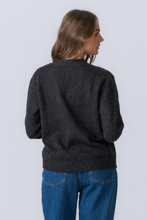 Knitted Cardigan - Dark Grey Melange