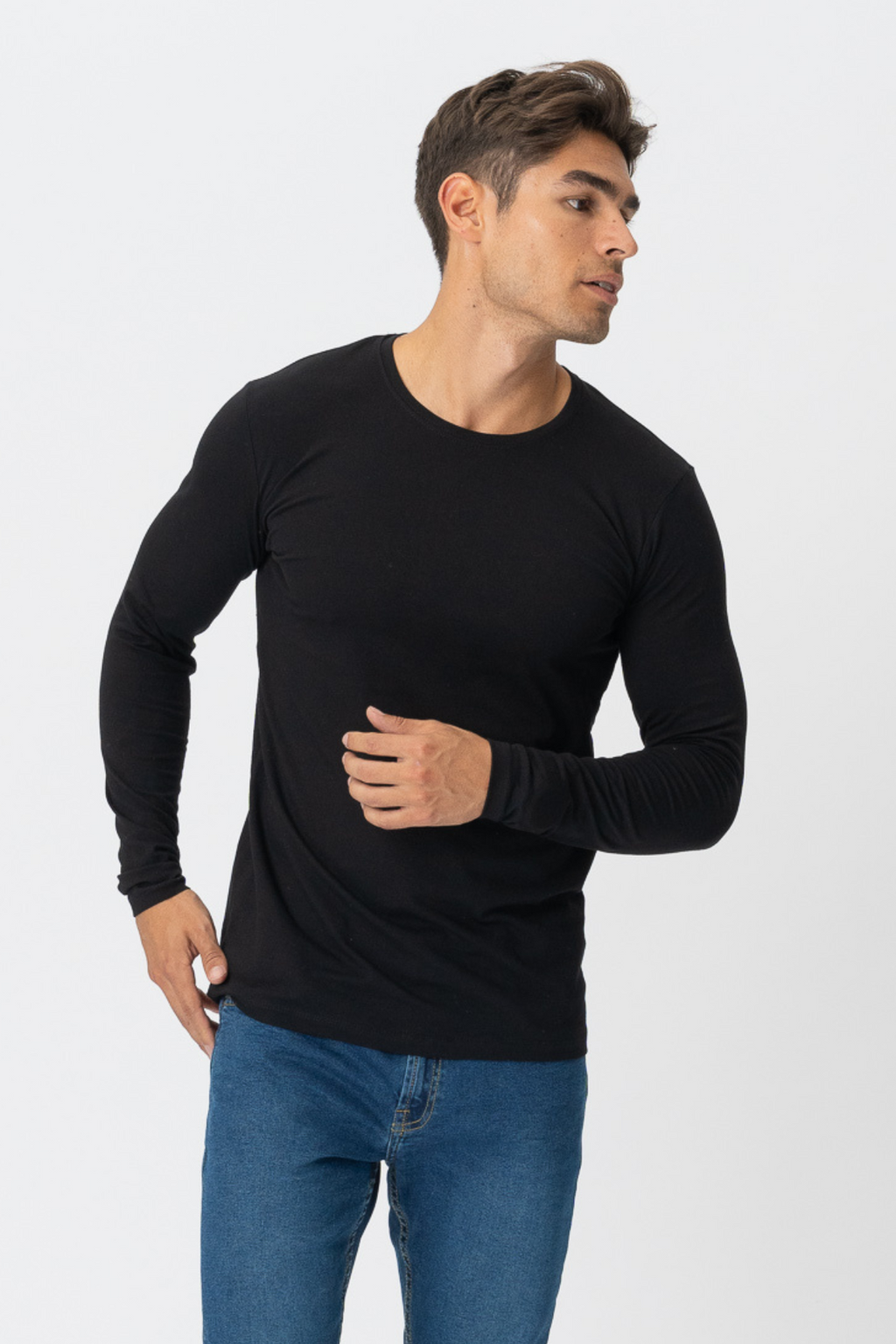 Met lange mouwen Muscle T -shirt - zwart
