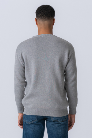 Crewneck Knit Sweater - Light Grey