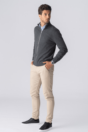 Pullover vest met rits - Charcoal Melange