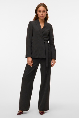 Bestie Loose Strap Blazer - Dark Gray Melange