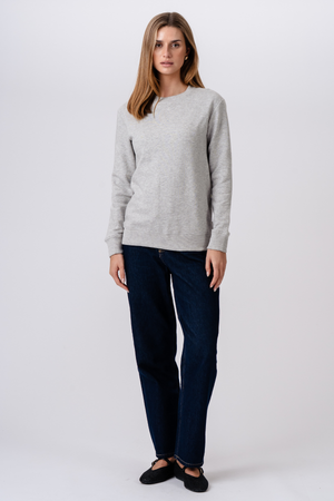 Sweatshirt met ronde hals - grijs