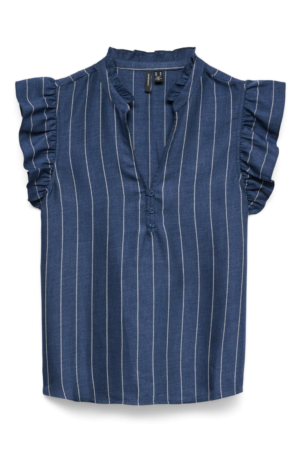 Odette Top met V-hals - Donker Denim / Wit