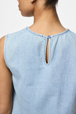 Flora Mini Denim Dress - Light Blue Denim